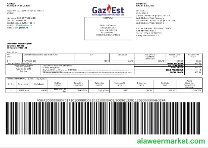 Romania Gaz Est business utility bill Word and PDF template